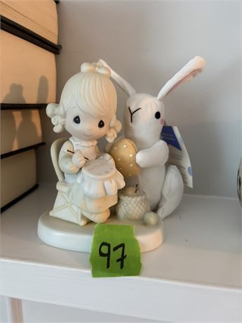 Precious Moments "Mother Sew Dear" and Stuffed Rabbit