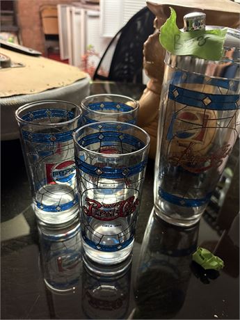 Vintage Pepsi Glasses and Shaker